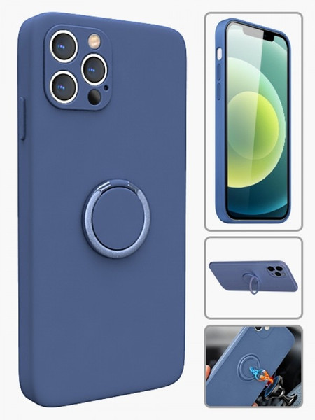 Product photo of the SILICONE CASE WITH RING STAND NAVY fashion phone case, showing the full design, color, and texture, available at Forever And Always Online.