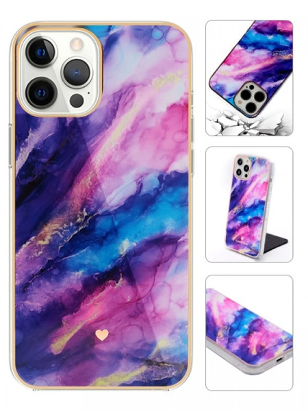 Product photo of the MARBLE PATTERN PHONE CASE PL/BL/PK fashion phone case, showing the full design, color, and texture, available at Forever And Always Online.