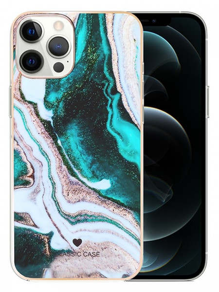 Product photo of the MARBLE PATTERN PHONE CASE GN/WHT fashion phone case, showing the full design, color, and texture, available at Forever And Always Online.