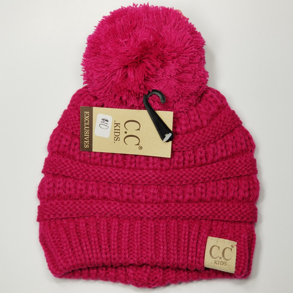 Product photo of the KIDS POM POM BEANIE H PINK baby beanie hat, showing the soft knit fabric, color, and pom pom detail, available at Forever And Always Online.