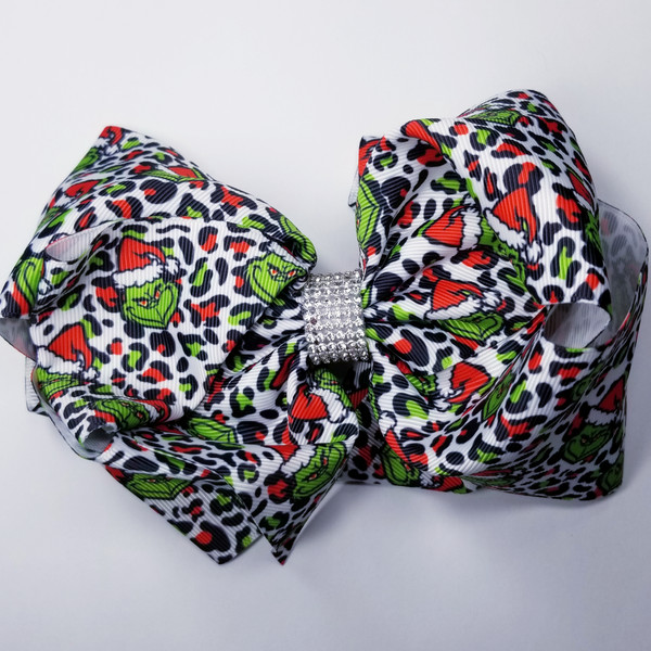 Product photo of CHRISTMAS GRINCH LEOPARD BOW available at Forever And Always Online, Farmerville, Louisiana.