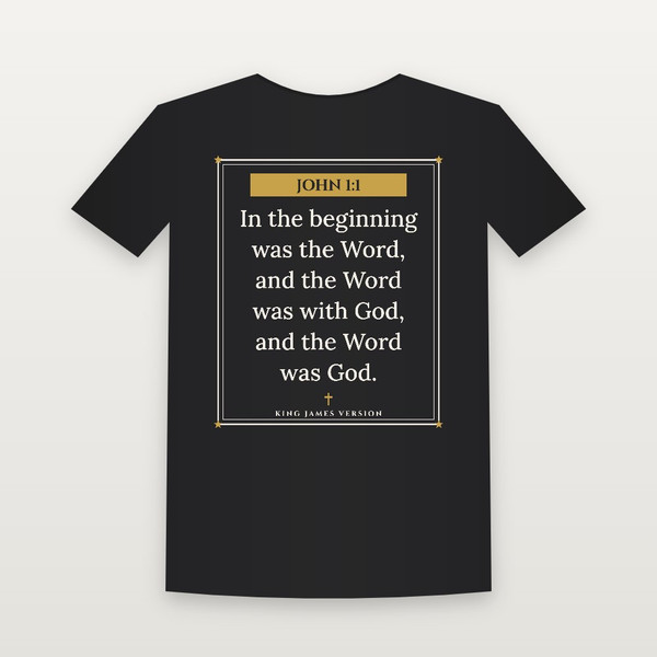 John 1:1 KJV Christian Short Sleeve Tee (Framed) - Black