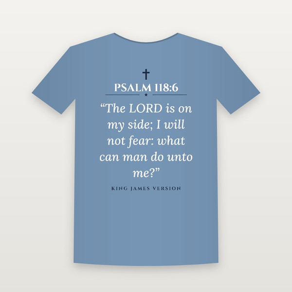 Psalm 118:6 KJV Christian T-Shirt - Heather Blue