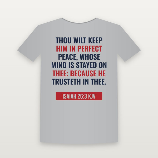 Isaiah 26:3 KJV Christian T-Shirt - Heather Gray