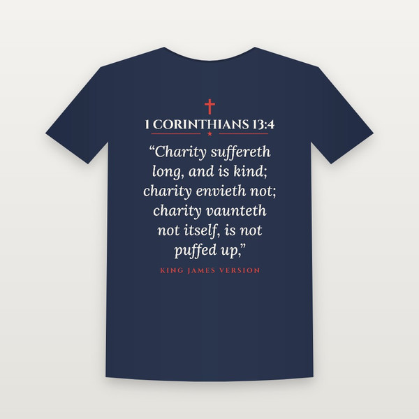 1 Corinthians 13:4 KJV Christian T-Shirt - Navy
