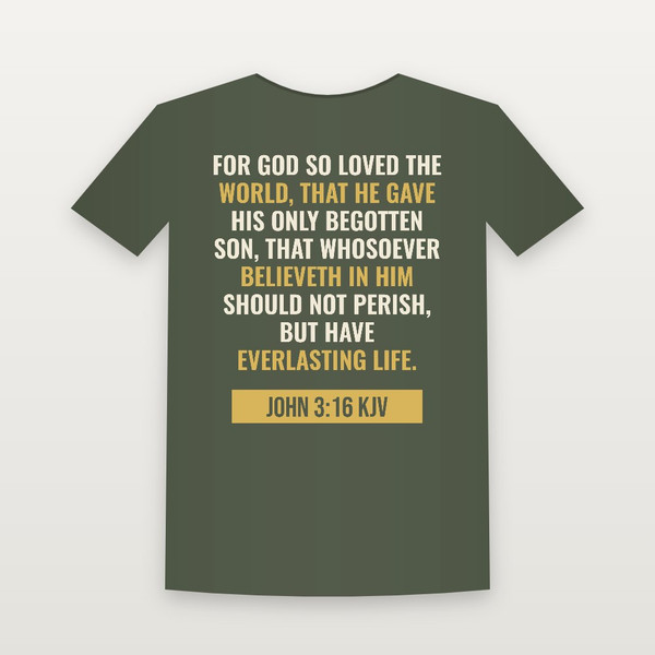 John 3:16 KJV Christian Women's Relaxed Tee (Bold Type) - Military Green