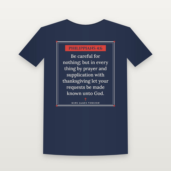 Philippians 4:6 KJV Christian Women's Relaxed Tee (Framed) - Navy