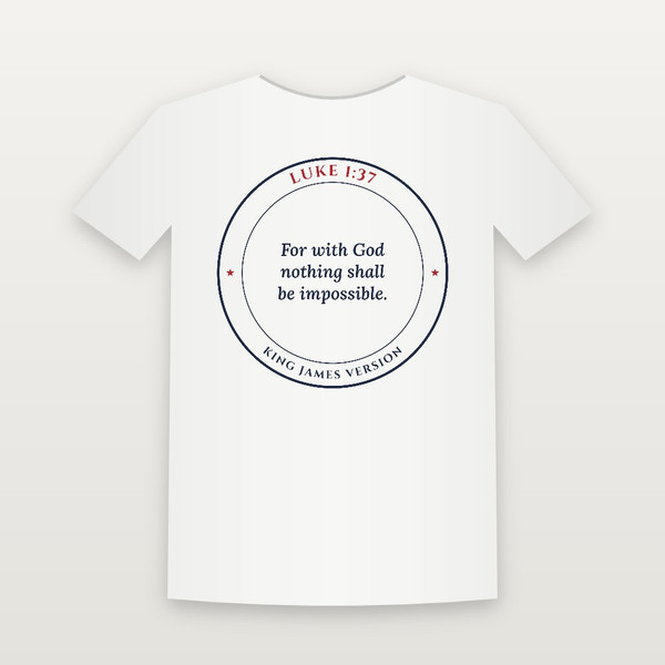 Luke 1:37 KJV Christian Women's Relaxed Tee (Round Badge) - White