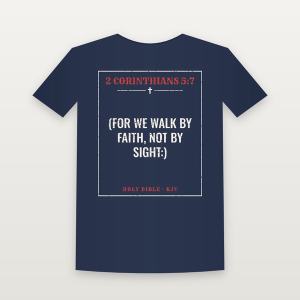 2 Corinthians 5:7 KJV Christian Women's Relaxed Tee (Vintage) - Navy