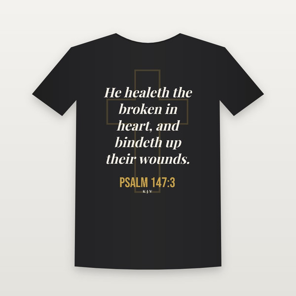 Psalm 147:3 KJV Christian T-Shirt - Black