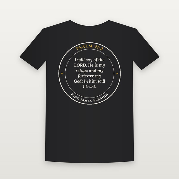 Psalm 91:2 KJV Christian Women's Relaxed Tee (Round Badge) - Black