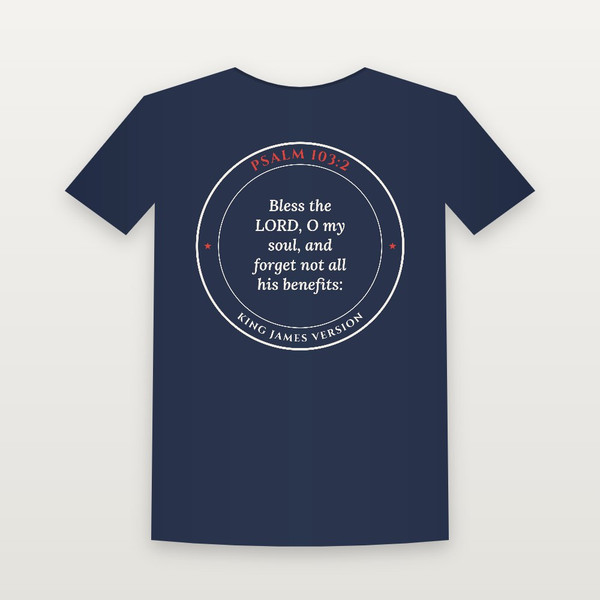 Psalm 103:2 KJV Christian T-Shirt - Navy