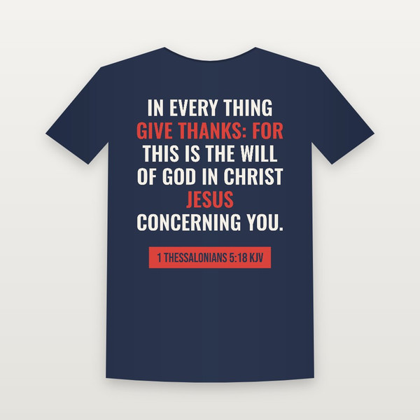 1 Thessalonians 5:18 KJV Christian Women's Relaxed Tee (Bold Type) - Navy
