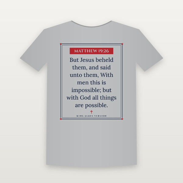 Matthew 19:26 KJV Christian Women's Relaxed Tee (Framed) - Heather Gray
