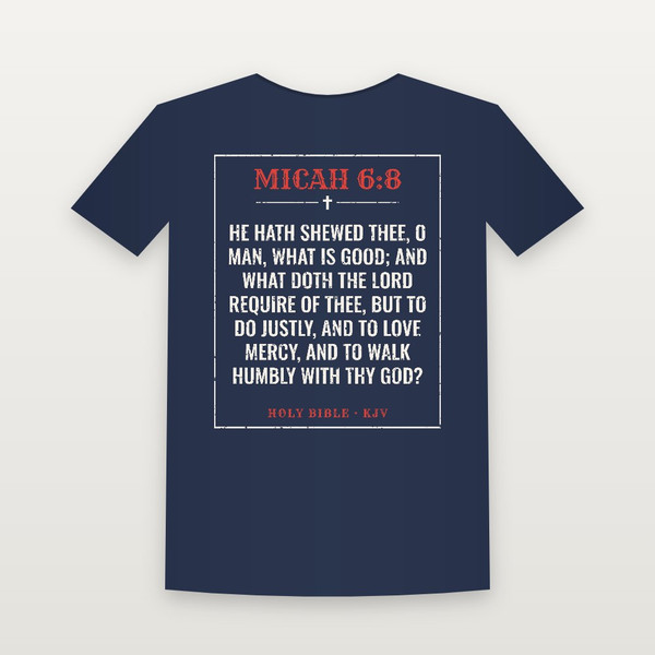 Micah 6:8 KJV Christian Women's Relaxed Tee (Vintage) - Navy