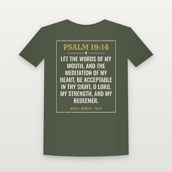 Psalm 19:14 KJV Christian Women's Relaxed Tee (Vintage) - Military Green
