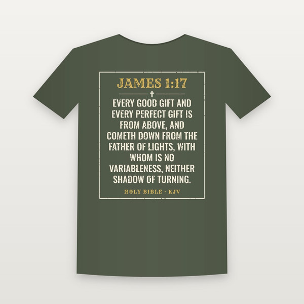 James 1:17 KJV Christian Women's Relaxed Tee (Vintage) - Military Green