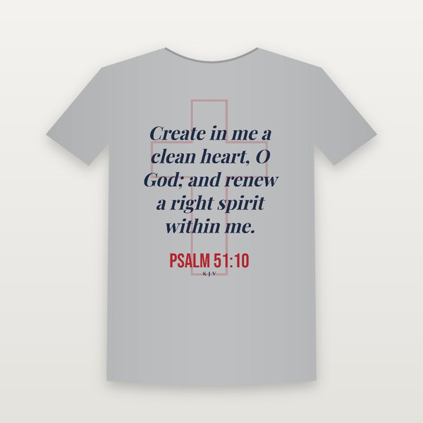 Psalm 51:10 KJV Christian T-Shirt - Heather Gray