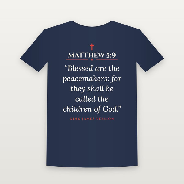 Matthew 5:9 KJV Christian T-Shirt - Navy