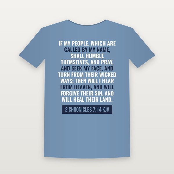 2 Chronicles 7:14 KJV Christian T-Shirt - Heather Blue