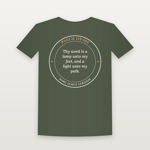 Psalm 119:105 KJV Christian T-Shirt - Military Green