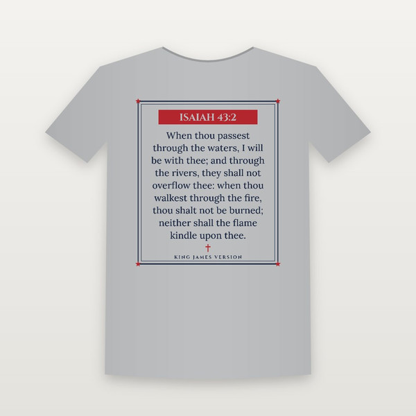 Isaiah 43:2 KJV Christian Women's Relaxed Tee (Framed) - Heather Gray