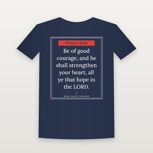 Psalm 31:24 KJV Christian Women's Relaxed Tee (Framed) - Navy
