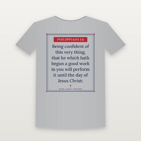 Philippians 1:6 KJV Christian Women's Relaxed Tee (Framed) - Heather Gray