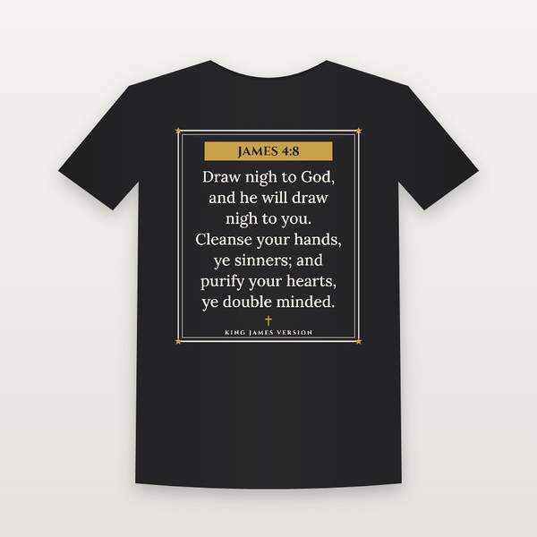 James 4:8 KJV Christian Women's Relaxed Tee (Framed) - Black