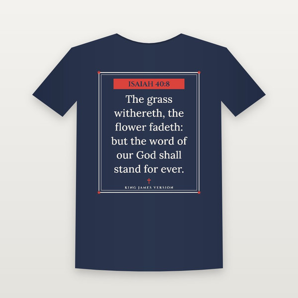 Isaiah 40:8 KJV Christian Women's Relaxed Tee (Framed) - Navy