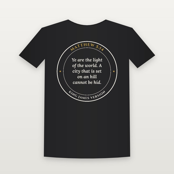 Matthew 5:14 KJV Christian Women's Relaxed Tee (Round Badge) - Black