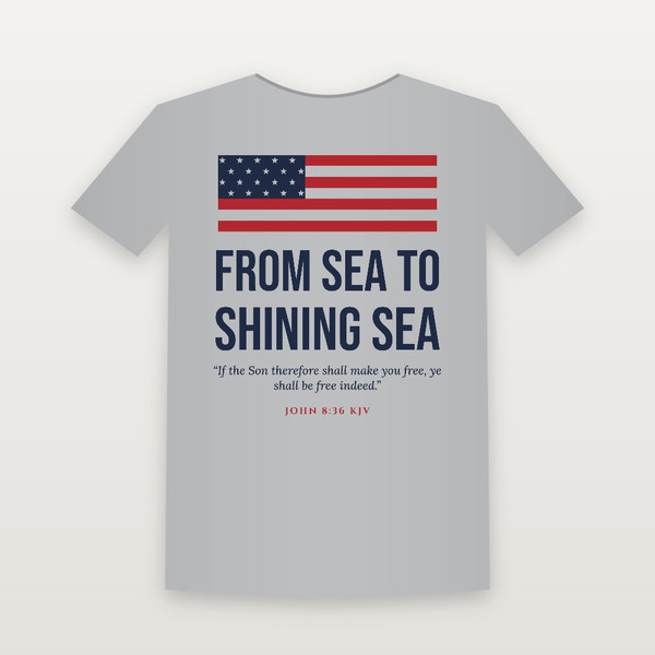 From Sea to Shining Sea Patriotic T-Shirt - Heather Gray
