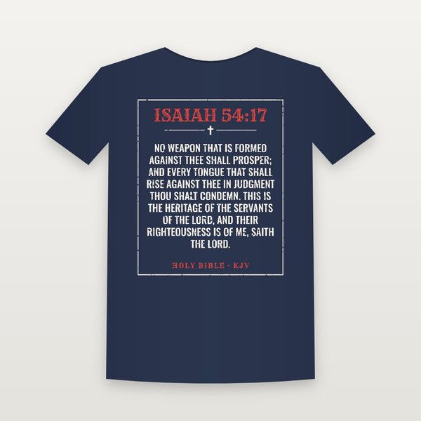 Isaiah 54:17 KJV Christian Women's Relaxed Tee (Vintage) - Navy