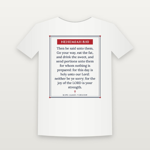 Nehemiah 8:10 KJV Christian Women's Relaxed Tee (Framed) - White