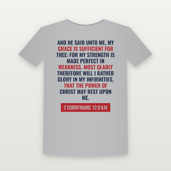 2 Corinthians 12:9 KJV Christian Women's Relaxed Tee (Bold Type) - Heather Gray