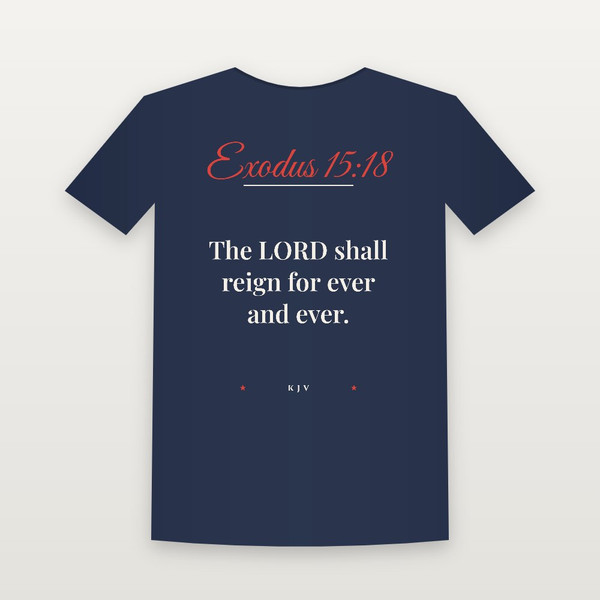 Exodus 15:18 KJV Christian Women's Relaxed Tee (Script) - Navy