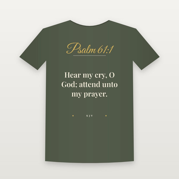 Psalm 61:1 KJV Christian Women's Relaxed Tee (Script) - Military Green