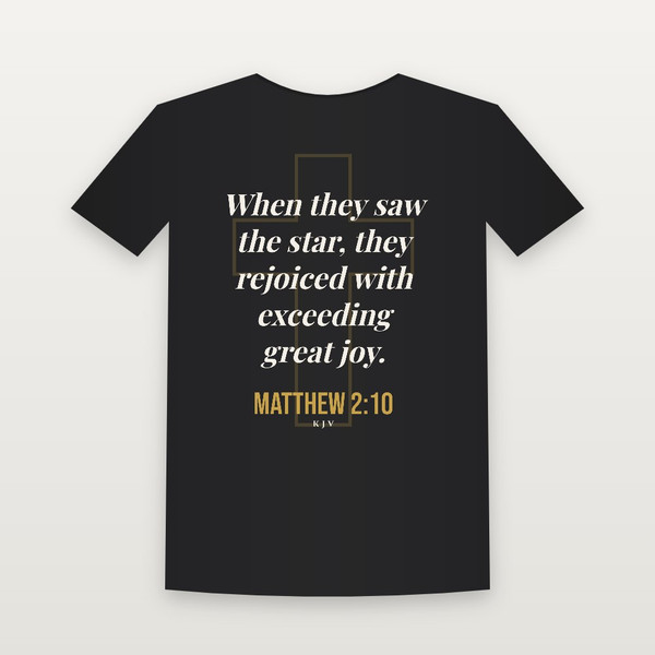 Matthew 2:10 KJV Christian Women's Relaxed Tee (Cross) - Black