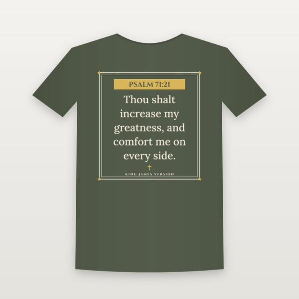 Psalm 71:21 KJV Christian Women's Relaxed Tee (Framed) - Military Green