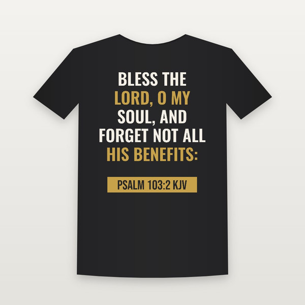 Psalm 103:2 KJV Christian Women's Relaxed Tee (Bold Type) - Black