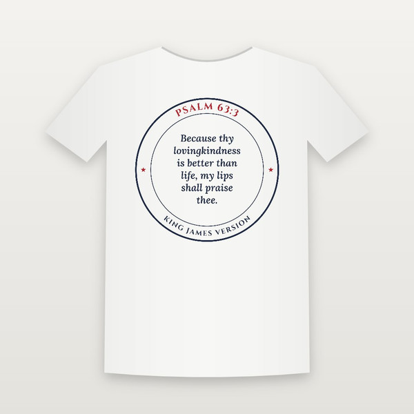 Psalm 63:3 KJV Christian Women's Relaxed Tee (Round Badge) - White