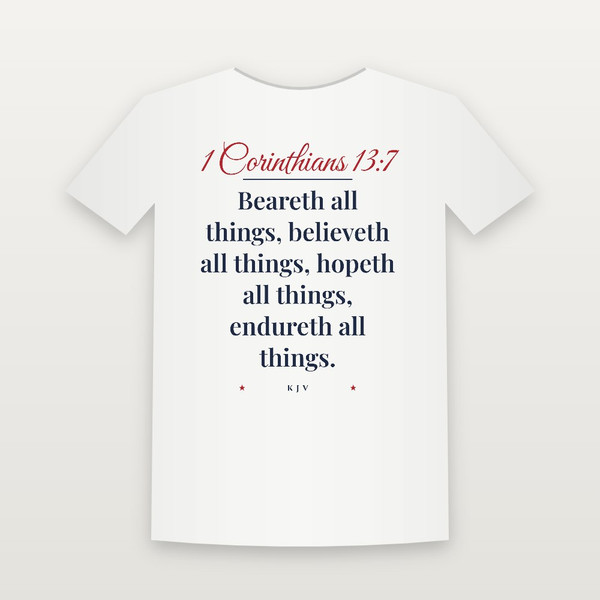 1 Corinthians 13:7 KJV Christian Women's Relaxed Tee (Script) - White