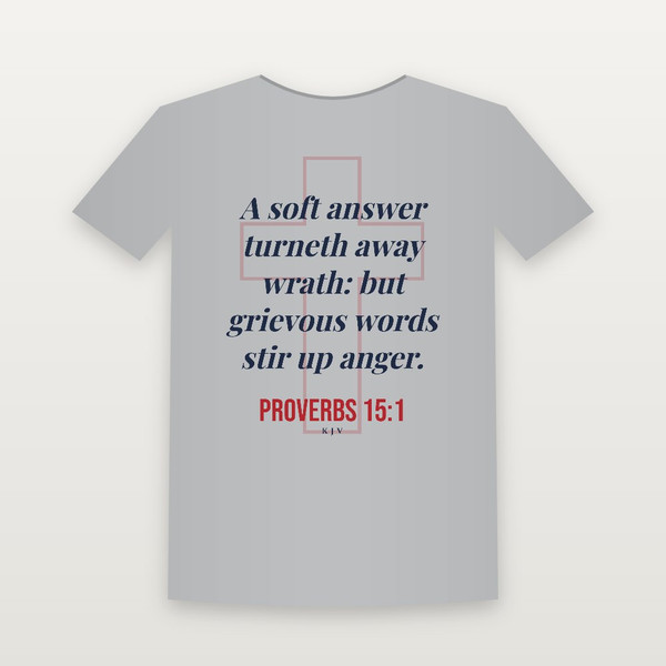 Proverbs 15:1 KJV Christian Women's Relaxed Tee (Cross) - Heather Gray
