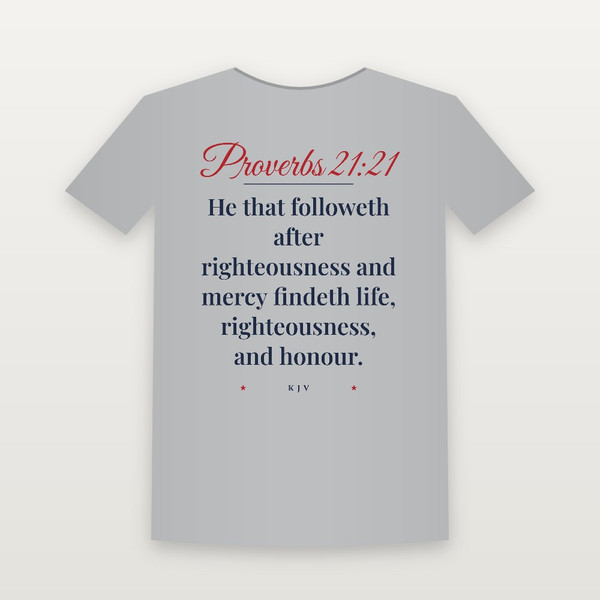 Proverbs 21:21 KJV Christian Women's Relaxed Tee (Script) - Heather Gray