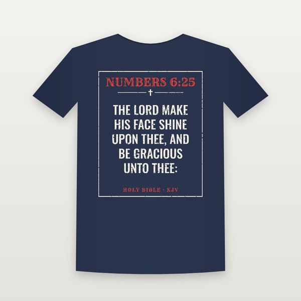 Numbers 6:25 KJV Christian Women's Relaxed Tee (Vintage) - Navy