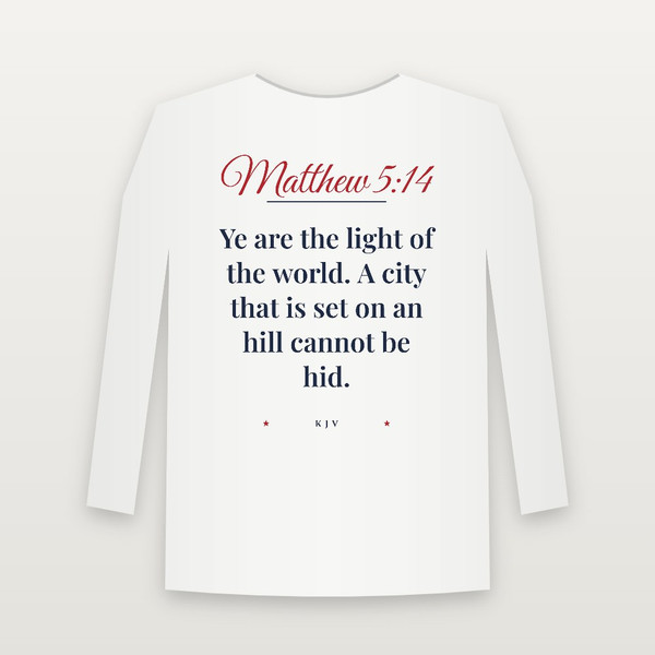 Matthew 5:14 KJV Christian Long Sleeve Tee (Script) - White
