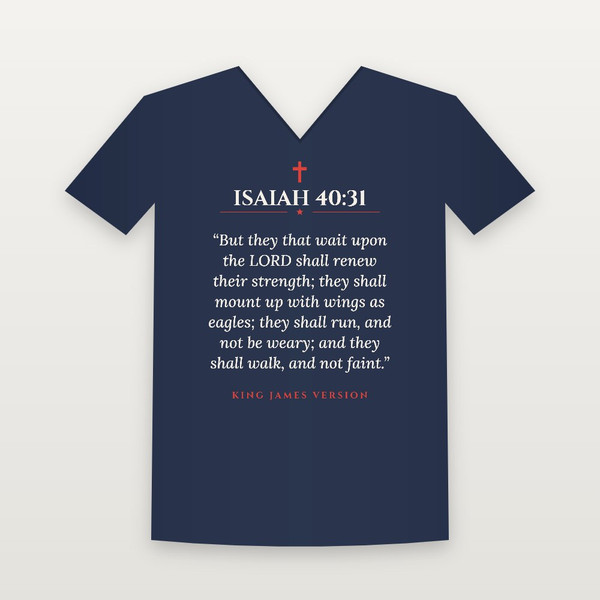Isaiah 40:31 KJV Christian V-Neck Tee (Classic) - Navy