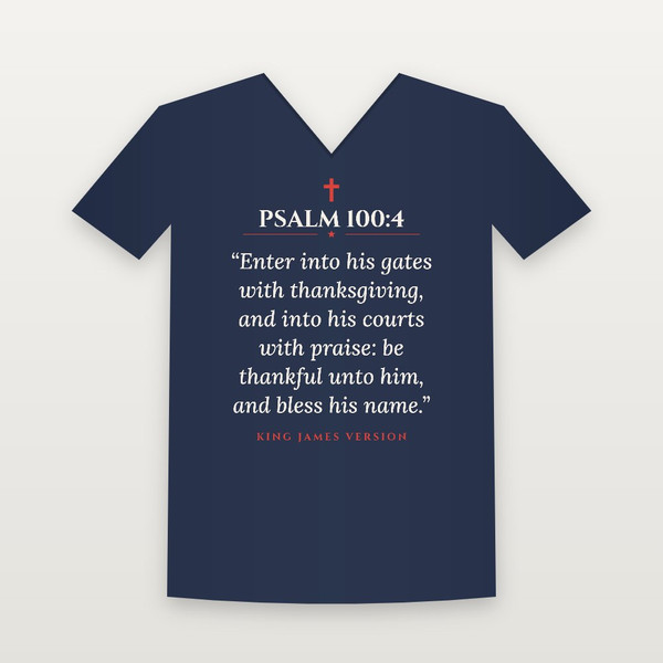 Psalm 100:4 KJV Christian V-Neck Tee (Classic) - Navy