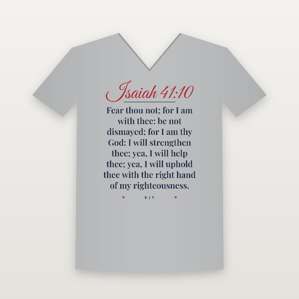 Isaiah 41:10 KJV Christian V-Neck Tee (Script) - Heather Gray