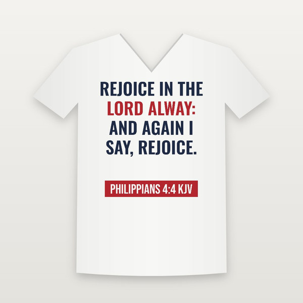 Philippians 4:4 KJV Christian V-Neck Tee (Bold Type) - White